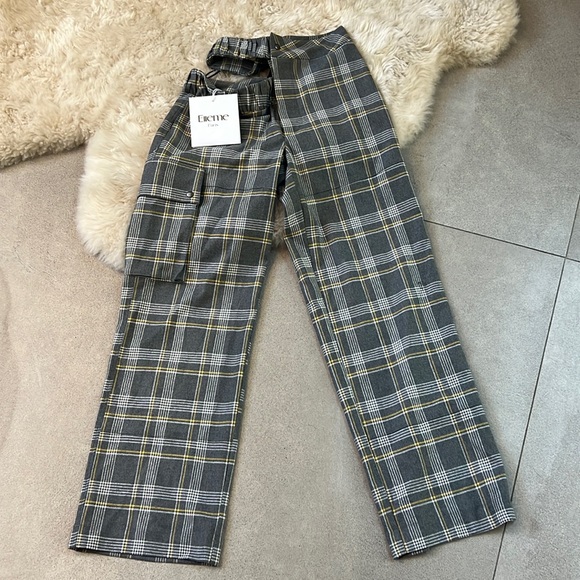 ELLEME Gray Cut Out Baggy Checked Pants - Picture 3 of 9